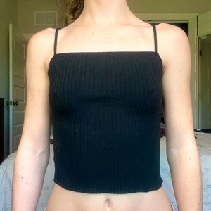 TOPSHOP black cropped tank top ribbed